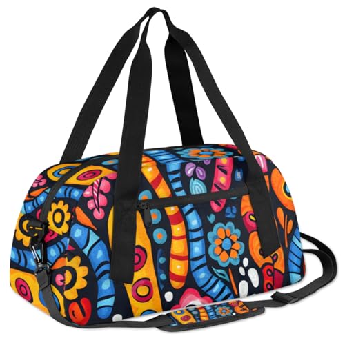 Vintage Floral Texture Kids Duffle Bag Boys Girls Small Sport Dance Gym Bag for Overnight Travel Weekender Carry On3