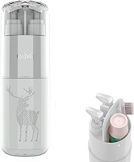 Meiyijia Travel Cups, Toothbrush Cup, Portable Travel Toothbrush Cases, 2 x 45 ml Pump Bottle Soap Dispenser, Mirror, Comb for Camping Business Travel (Grey)