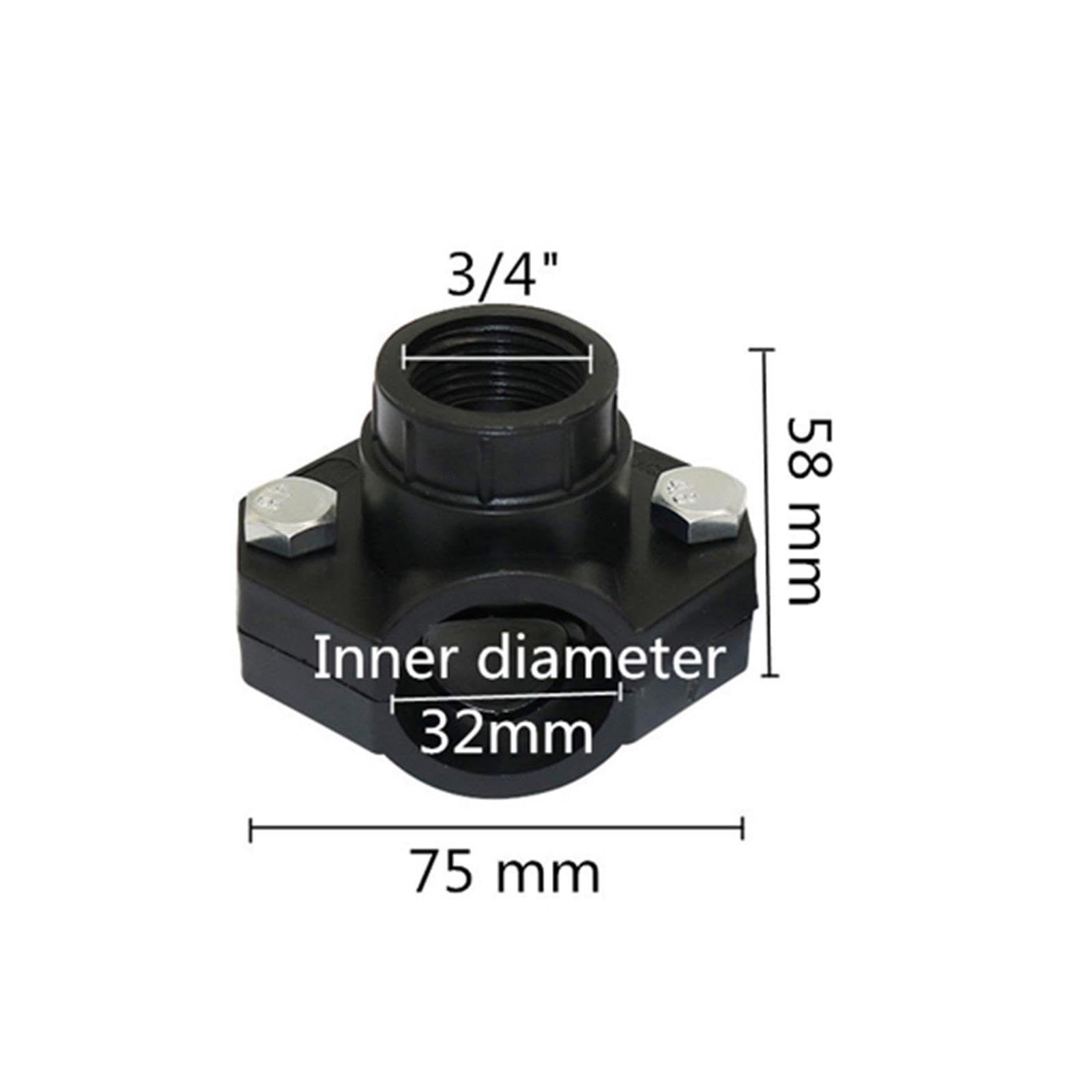 Morsetto sella DN25‑DN32 filetto femmina 1/2"‑3/4" raccordo