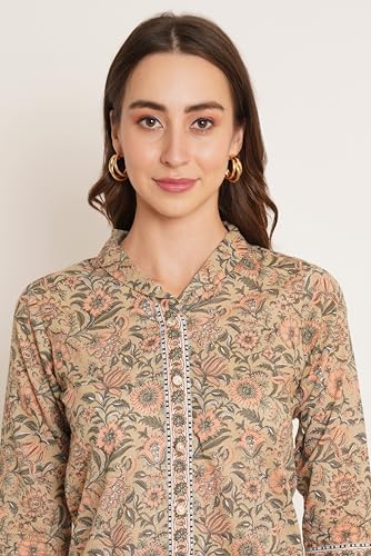 Image of COTLAND Fashions Jaipuri Cotton Floral Printed Shaded Shirt for Women (Top Style)