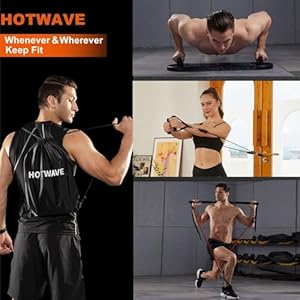 HOTWAVE Portable Exercise Equipment with 16 Gym Accessories.20 in 1 Push Up Board Fitness,Resistance Bands with Ab Roller Wheel,Full Body Workout at Home HOTWAVE Portable Exercise Equipment with 16 Gym Accessories20 in 1 Push Up Board FitnessResistance Bands with Ab Roller WheelFull Body Workout at Home