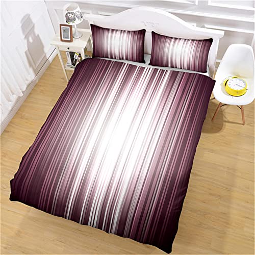 AOUAURO Housse de Couette 140x200 Rayures Violettes 3D Parure de Lit en Polyester avec Fermeture à Glissière et 2 Taies d'oreiller pour Chambre d'enfants Adultes Simple Cover