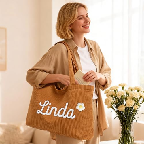 Bolsa Tote de Pana Personalizada para Mujer miniatura 2