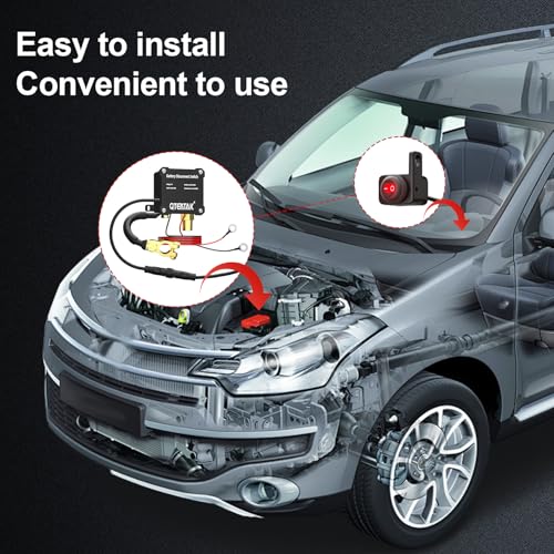 Image of 12V 250A Battery Disconnect Switch Kill Switch | Illuminated Round Rocker Switch, Prevent Battery Drain for Car Truck RV, 9.84 FT Cable, in-Car Manual Cut-Off