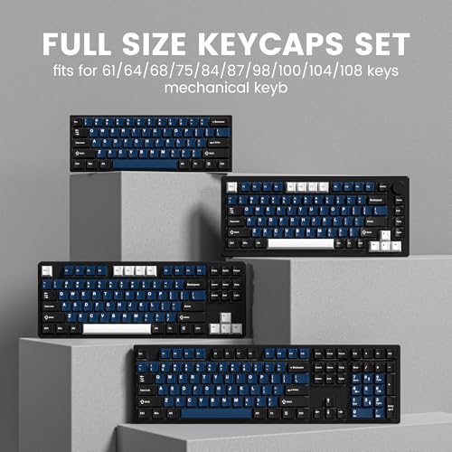 Image of dagaladoo doubleshot PBT keycaps, Cherry Profile Keyboard Key caps, Black /Blue /White Custom keycaps 75 Percent 138-key Set for 60% 65% 75% 100% Cherry Gateron MX Mechanical Keyboard