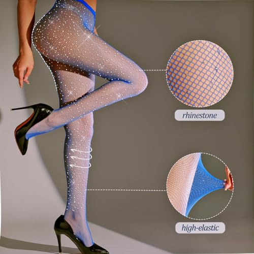 Image of FANCAME Fishnet Stockings for Women Halloween Sparkly Tights Plus Size