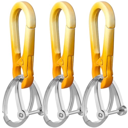Image of Zinc Alloy Key Chain 3 Packs Keychain Keyring Organizer Key Ring Holder Clip for Men and Women (OrangeWhite), Small