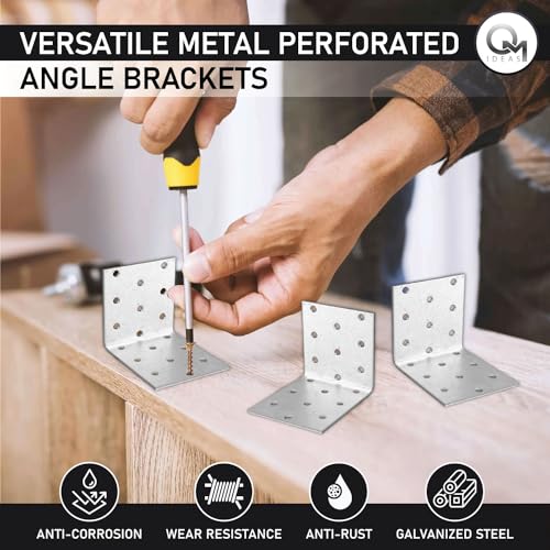 OMIDEAS 10 x Angle Brackets (60 x 60 x 60 x 2) Corner Metal Braces Wood Timber Galvanised Steel Sheet Connecting Joining Fixing L Repair Connector - Image 3