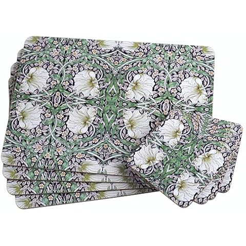 Set of 4 William Morris Floral Placemats and Coasters Cover