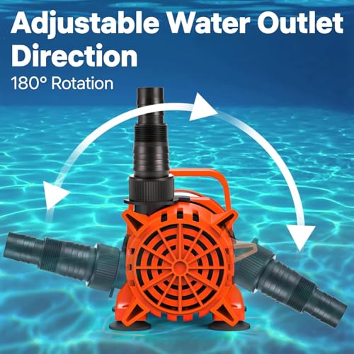 Image of DOKO 4500GPH Submersible Water Pump, 180 Ajustable Pond Pump with 20FT Power Cord 220W Ultra Quiet Aquarium Pump for Pond, Fountain, Waterfall, Fish Tank, Hydroponic, Statuary