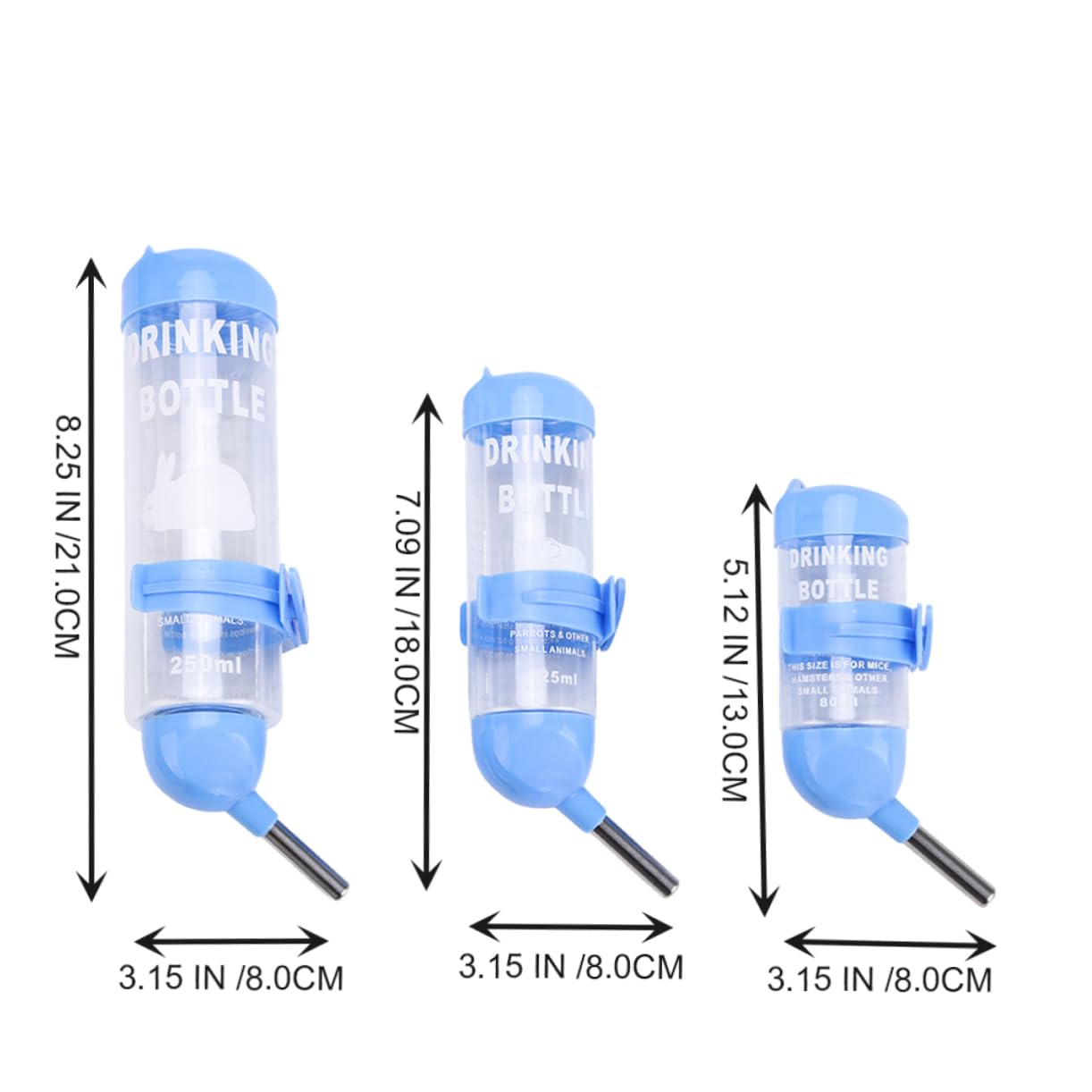 balacoo 2sets Pet Hanging Waterer Hamster Water Bottle for Cage Automatic Pet Waterer Rabbit Chinchilla Portable Drinking Water Bottle 3pcs*2
