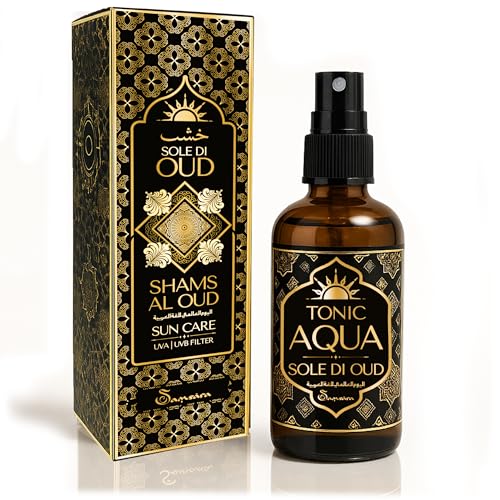 Samsara Sole di Oud After Sun - Espray de agua estimulante con aroma árabe [con aceite de oud] Aftersun para el cuerpo del mar, refrescante y vigorizante, hidratante después de tomar el sol, 100 ml
