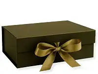 Caixa Para Presente Reforçada Rígida de Papel com Imã e Laço Cetim Embalagem PegPack (Dourado Escuro, 33x25x12cm)