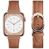 DaQin Leather Band Compatible with Apple Watch Bands for Women 40mm 38mm 41mm 42mm, Premium Top Grain Genuine Leather Strap Ajustable Wristband for iWatch Band Series 11 10 9 8 7 6 5 4 3 2 1 SE, Brown
