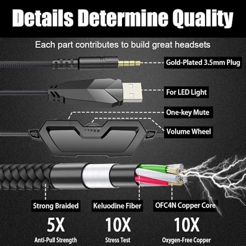 Image of BENGOO G9000 Stereo Gaming Headset for PS4 PC Xbox One PS5 Controller, Noise Cancelling Over Ear Headphones with Mic, LED Light, Bass Surround, Soft Memory Earmuffs for Laptop Mac - Black