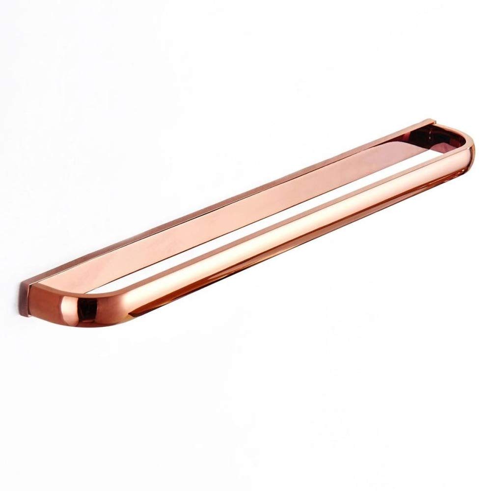 YosicilWaroom 570mm Wall Mounted Towel Rail Holder,Copper Bathroom Accessories Towel Bars Towel Ring Double Towel Rack, Rose Gold