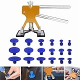 Paintless Dent Repair Tool Dent Puller Kits Heavy Duty Golden Dent Lifter Puller with 18 PCS Glue Pull Tabs CXGS Professional Car Dent Remover DIY Aluminum Auto Body Dent Pulling Tool for Dent Removal