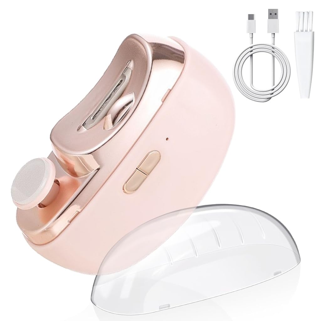Electric Nail Clipper with LED Light,USB 2 in 1 Electric Nail Clipper File with 2 Speeds Anti-Splash Trimmer Safe for Baby,Adult