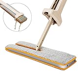 DLFE Double Sided Microfiber Flat Mop, 360 Degrees Self-wringing Flipping Wet & Dry Mop, Size 15
