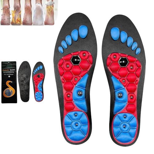 Magnetic Acupressure Insoles – Reflexology Massage Therapy for Foot Fatigue, Magnetic Insoles, Magnetic Therapy Insoles for Men and Women (Black, S(Men 4-7/Women 5-8))