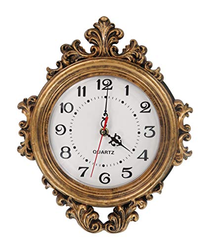 n Reloj de pared,Estilo europeo Retro Vintage Reloj No - Ticking Whisper Quiet Battery,Elegante, Tradicional, Decorativo, Mano Pintada Reloj de Pared para Decoración De Interior