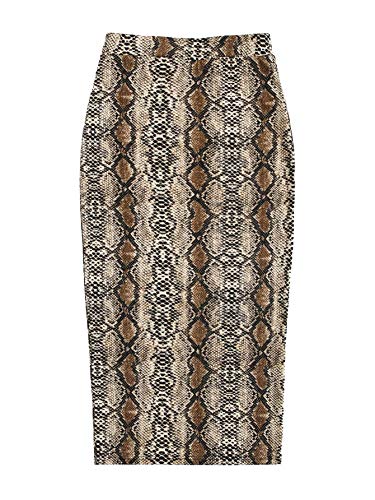 Floerns Women s Plaid Print High Waist Knee Length Bodycon Pencil Skirt Snakeskin S