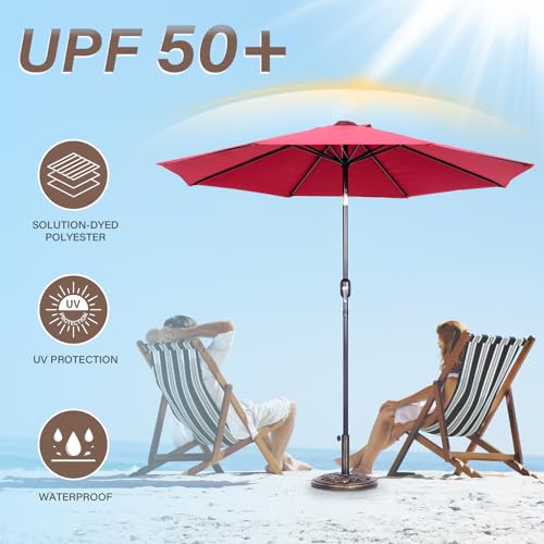 9 Ft Patio Umbrella With Push Button Tilt And Crank System - Uv Resistant Polyester Fabric thumb #6