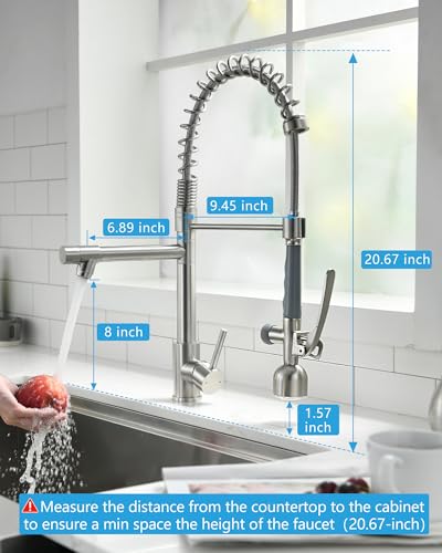 Image of Fapully Commercial Kitchen Faucet with Pull Down Sprayer Brushed Nickel