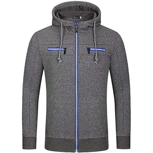 Soluo Hoodies for Men Heavyweight Fleece Sweatshirt - Full Zip Up Thick Sherpa Lined Hooded (Dark gray,Medium)