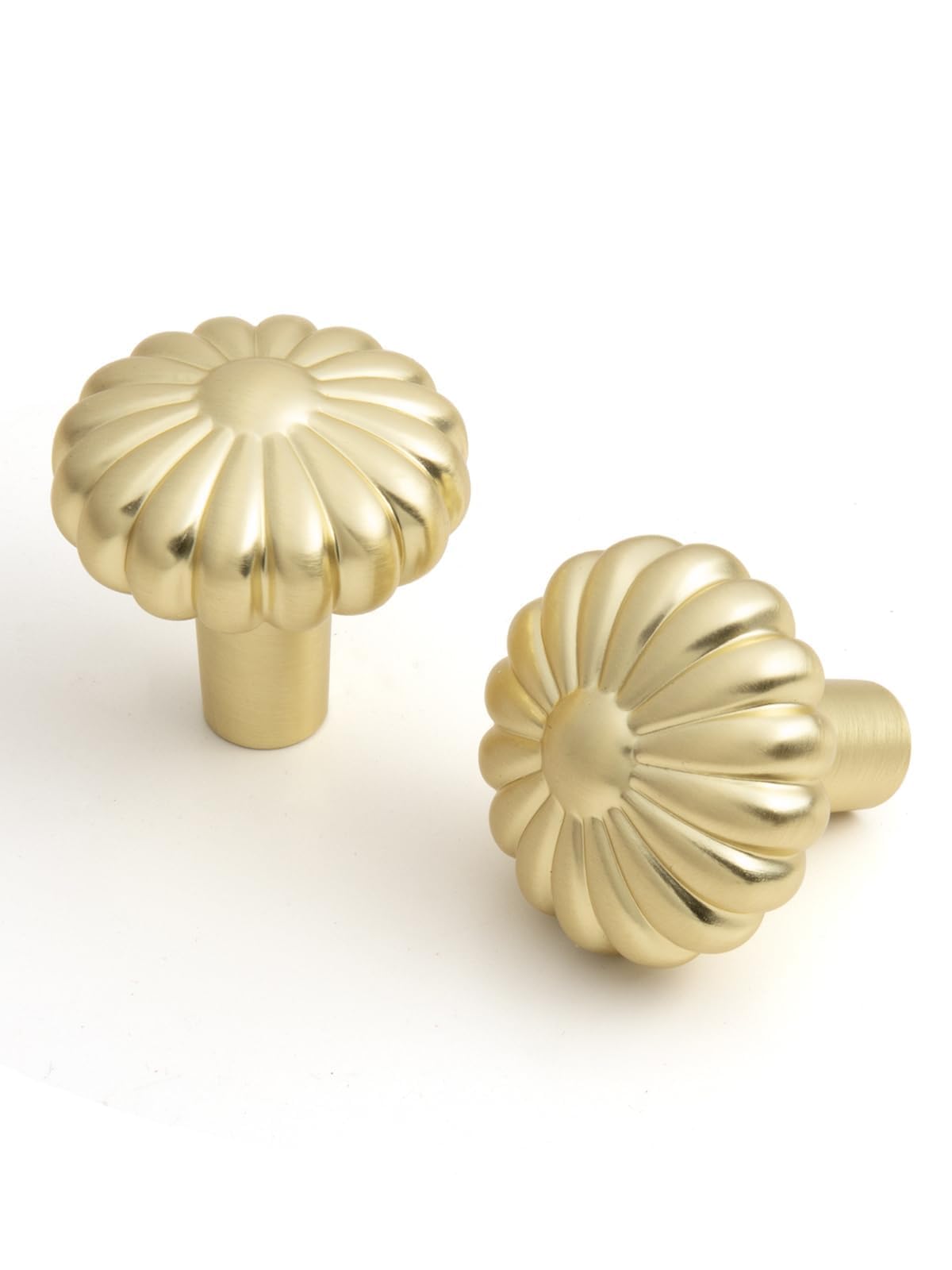 BEILEIOU Brushed Gold Zinc Alloy Cabinet Knobs Classic Vintage Drawer Handles with Round Flower Design Kitchen Cupboard Bathroom Dresser Cabinet Hardware Handles (2, Brushed Gold, Knob)