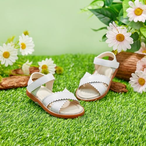 Image of PHIRAMIN Toddler Girl Sandals - Flower Girl Dress Shoes Open Toe Little Kid Flats