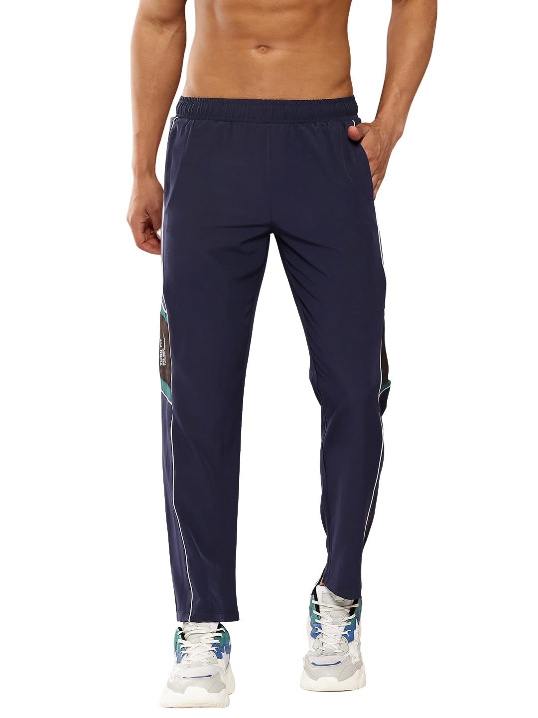 Men Mid Rise Polyester Track Pants | Zipper Pocket | Casual, Gym & Active Wear-image-3