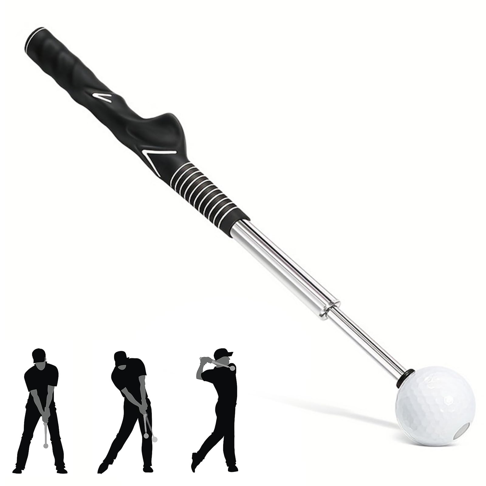 PEAKGEAR Golf, trainer per swing con suono di clic ritmico, aiuto allenamento retrattile per golfisti mancini, ideale per pratica indoor, allenamento di forza e tempo per chipping e colpi