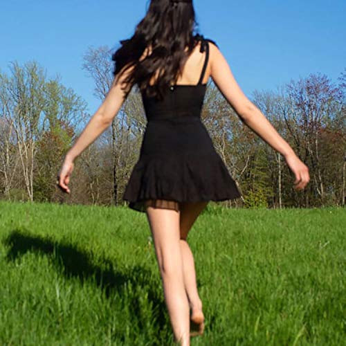 Image of Goth Dark Sweet Black Summer Mini Dresses Spaghetti Straps Sleeveless Swing Skater Dress Club Party Y2K Streetwear