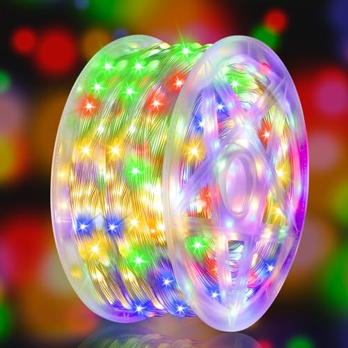 328FT 1000LED Christmas Lights Outdoor, Outdoor Transparent Wire Christmas Tree Lights with 8 Modes...