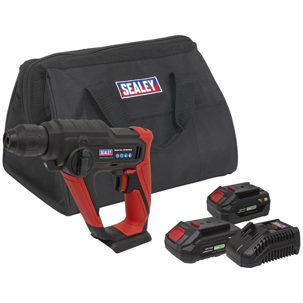 Sealey CP20VSDS 20v Cordless SDS Rotary Hammer Drill 1 x 2ah & 1 x4ah Li-ion Battery Charger Bag