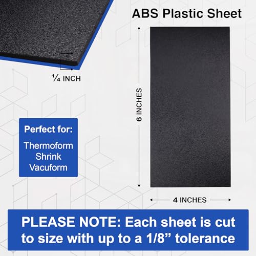 Image of Duco ABS Plastic Sheet 1 /4 inch (6mm) Thick 4 inch x 6 inch - 4 Pack of USA-Made Textured & Matte ABS Black Sheet - Heat Moldable Plastic Panel for Home Decor, Crafts, Robotics, DIY Projects and Industrial