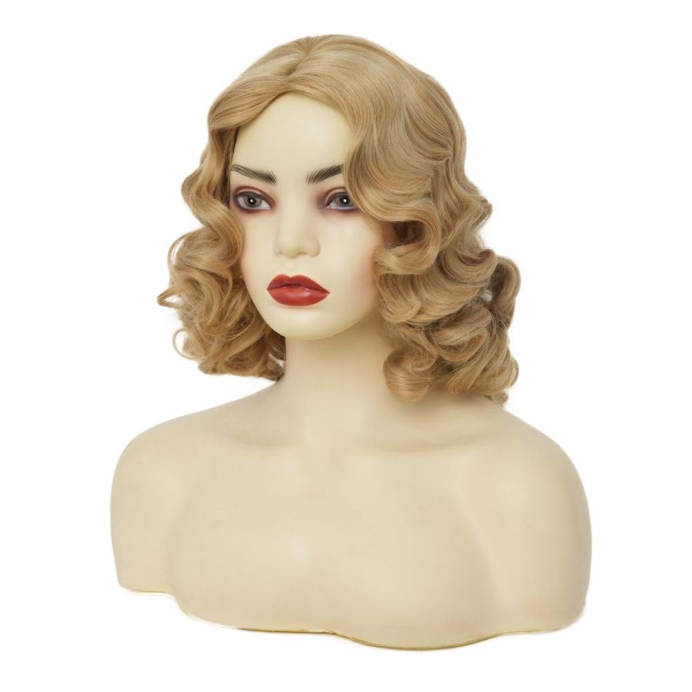 Blonde Finger Wave Wigs for Women 1920s Vintage Medium Length Side Part Natural Hair Wig Synthetic Heat Resistant Wig for Daily Halloween Party - Image 3