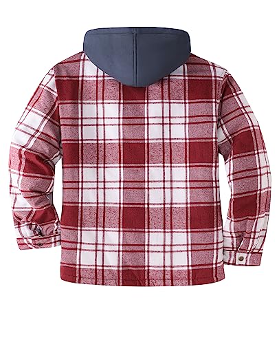 Image of ZENTHACE Men's Quilted Lined Hooded Plaid Jacket,Zipper & Snap Closure