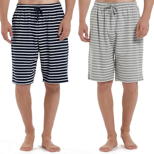 HomyComy Men'S Pajama Shorts Cotton Sleepwear Pants Elastic Waistband Lounge Shorts with Pockets