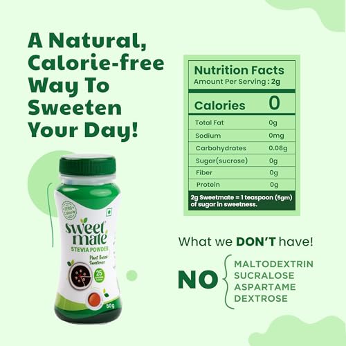 Image of Sweetmate Combo Pack (Stevia Drops 10ml+10ml, Stevia Powder 50g) | 100% Natural Sugar Free | Diabetic Friendly, Plant-Based Natural Sweetener | Zero Calories | Tastes Just Like Sugar