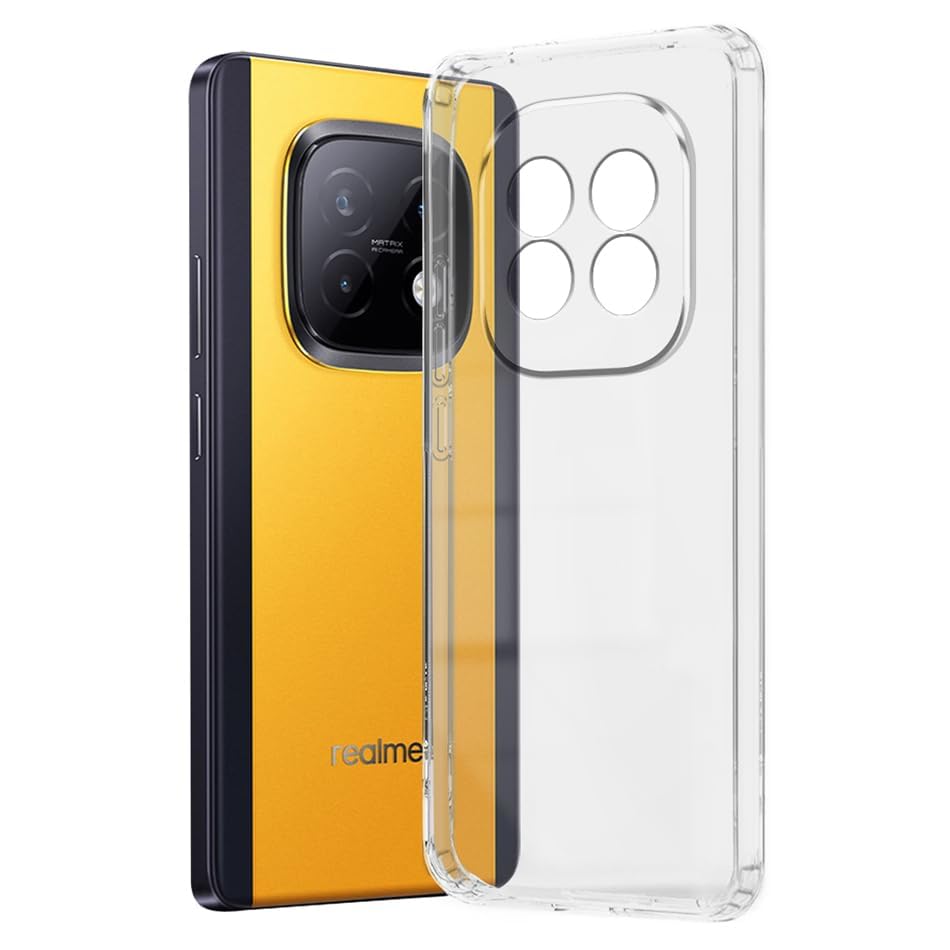 Image of Fashionury Crystal Clear Case for Realme Narzo 70 Turbo 5G | Yellowing Resistance | Transparent TPU Silicone | Raised Camera Lips | Slim Transparent Cover