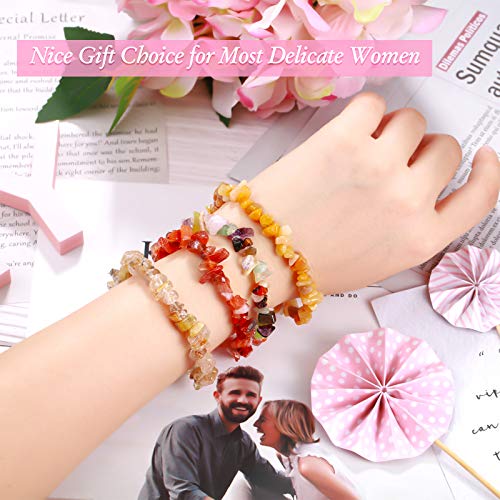 Hicarer 20 Pieces Crystal Stretch Chip Bracelets Bulk Natural Gemstone Chakra Bracelets for Women Reiki Yoga Anxiety3