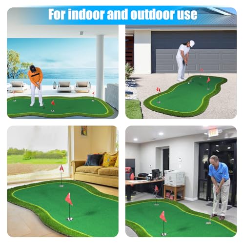 Golf Putting Green/Mat-Golf Training Mat- Professional Golf Practice Mat- Green Long Challenging Putter for Indoor/Outdoor