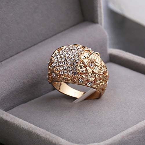 14K Gold Plated Mosaic Diamond Gemstone Excellent Cut Cubic Zirconia CZ Wedding Engagement Ring Cubic Zirconia Petal Ring (6)