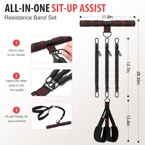 Image of Adjustable Foot Pedal Resistance Band with Handle, Multifunction AB /Core Workout Equipment for Women, 3-in-1 Exercise Bands for Working Out, 30-90lbs Heavy Duty Home Gym Yoga Fitness Equipment