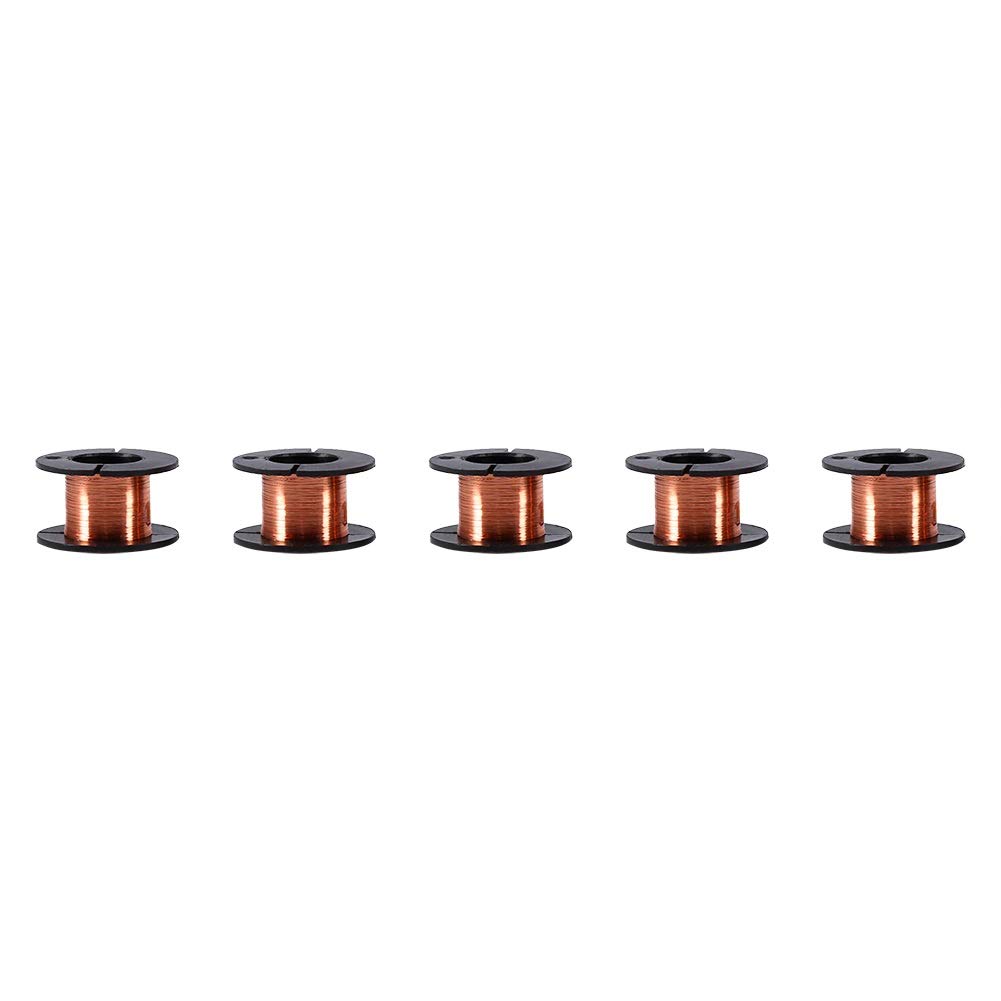 VOBOR Alambre de Cobre Desnudo Sólido 0.1mm Bobinado Esmaltado 5 Piezas
