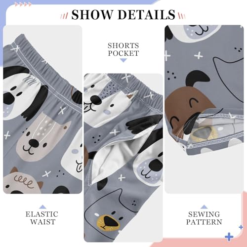 Boys' Pants Cute Dog Gray Long Bottoms Jogger Pants Elastic Waist Trousers with Pockets S-XL4