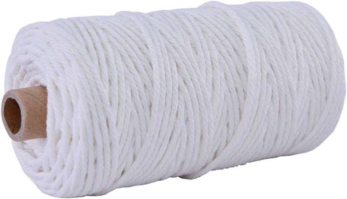 White 3mm/4mm Dia 328ft Macrame Cotton Cord Twist Macrame String Soft Macrame Rope for Handmade Plant Hanger Craft Making and DIY Projects