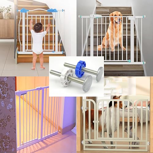 4 Stück Baby Safety Treppenschutzgitter Verlängern Druckschrauben für Türschutzgitter & Haustier-Treppenschutzgitter ohne Bohren - Verlängerung & sichere Fixierung mit Gewindespindeln (Weiß)